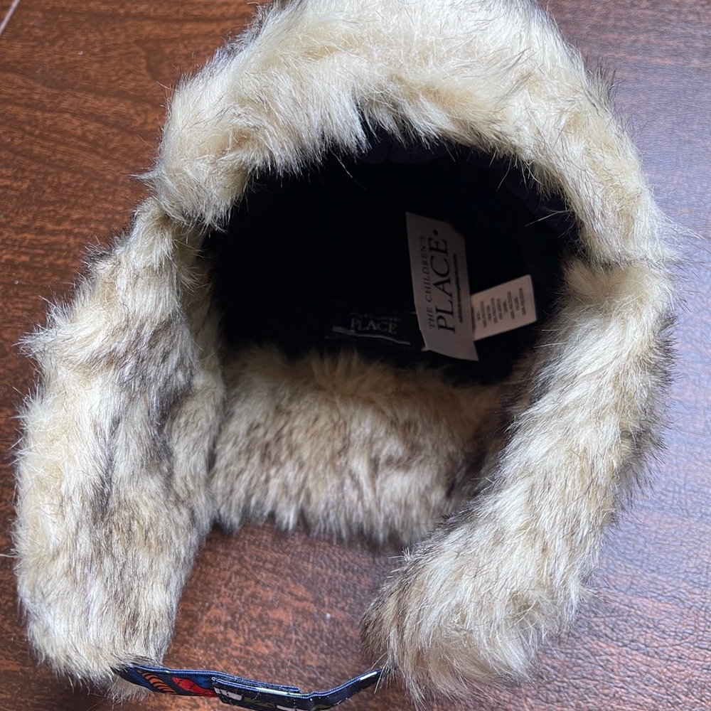 NWT 2t 3t dinosaurs rainbow winter fur trapper hat beanie childrens place boys - Picture 4 of 4